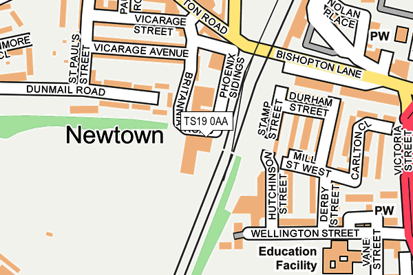 TS19 0AA map - OS OpenMap – Local (Ordnance Survey)