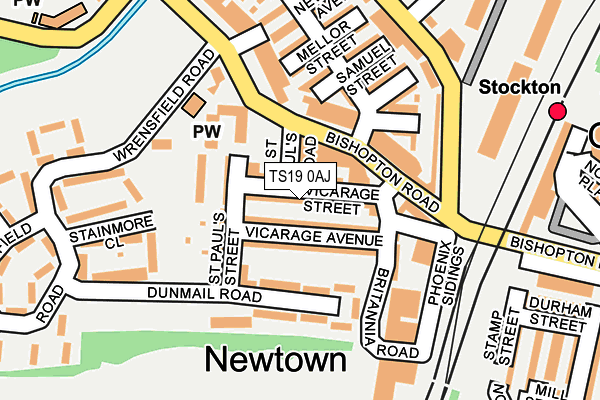 TS19 0AJ map - OS OpenMap – Local (Ordnance Survey)