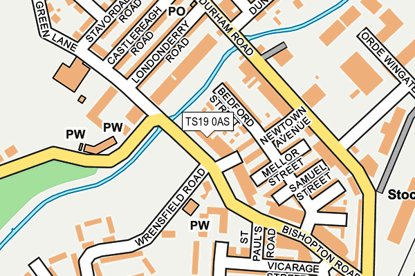 TS19 0AS map - OS OpenMap – Local (Ordnance Survey)
