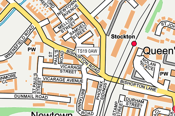 TS19 0AW map - OS OpenMap – Local (Ordnance Survey)