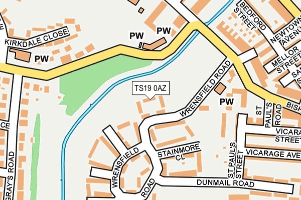 TS19 0AZ map - OS OpenMap – Local (Ordnance Survey)