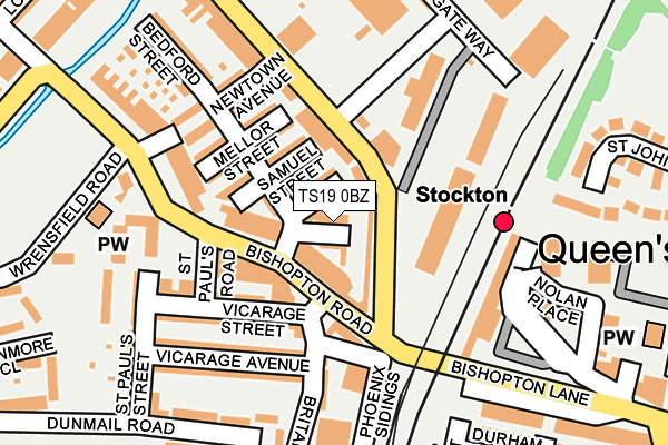 TS19 0BZ map - OS OpenMap – Local (Ordnance Survey)