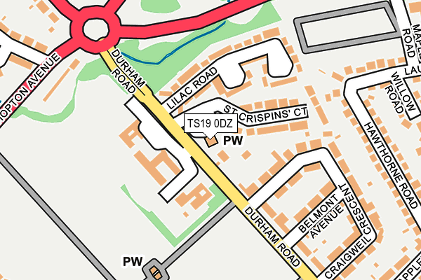 TS19 0DZ map - OS OpenMap – Local (Ordnance Survey)