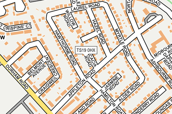 TS19 0HX map - OS OpenMap – Local (Ordnance Survey)
