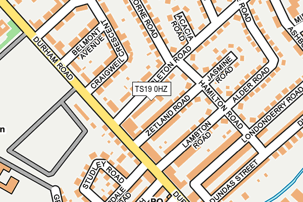 TS19 0HZ map - OS OpenMap – Local (Ordnance Survey)