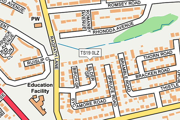 TS19 0LZ map - OS OpenMap – Local (Ordnance Survey)