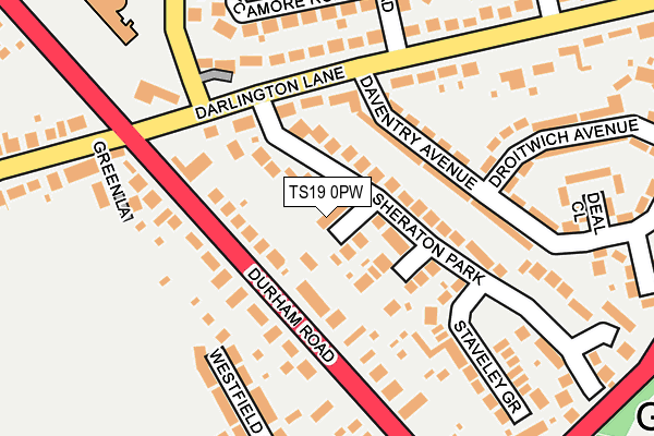 TS19 0PW map - OS OpenMap – Local (Ordnance Survey)