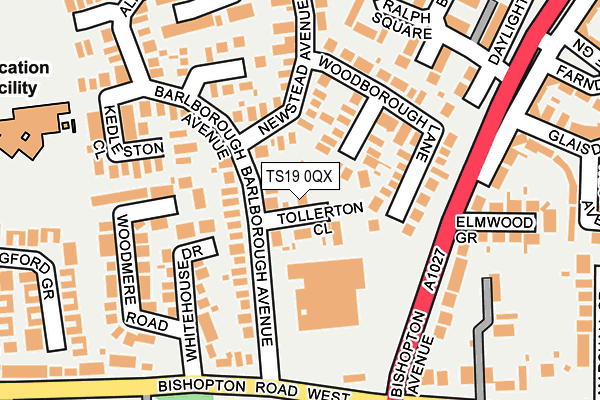 TS19 0QX map - OS OpenMap – Local (Ordnance Survey)