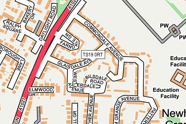 TS19 0RT map - OS OpenMap – Local (Ordnance Survey)