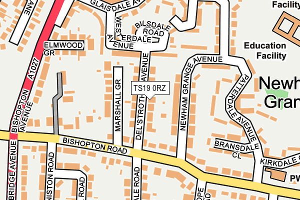 TS19 0RZ map - OS OpenMap – Local (Ordnance Survey)