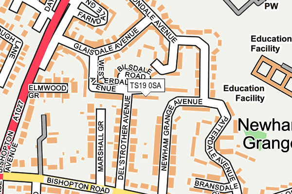 TS19 0SA map - OS OpenMap – Local (Ordnance Survey)