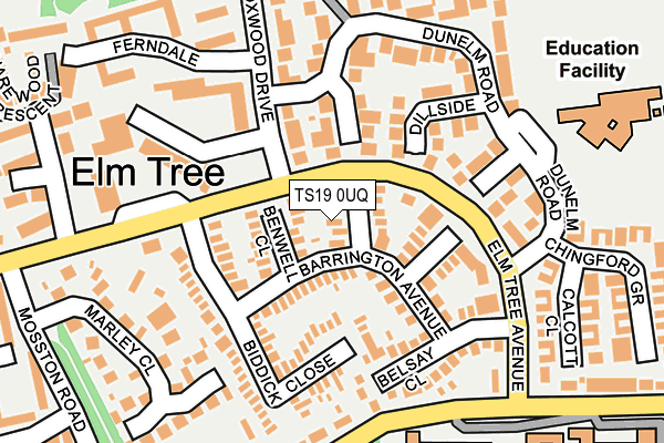 TS19 0UQ map - OS OpenMap – Local (Ordnance Survey)