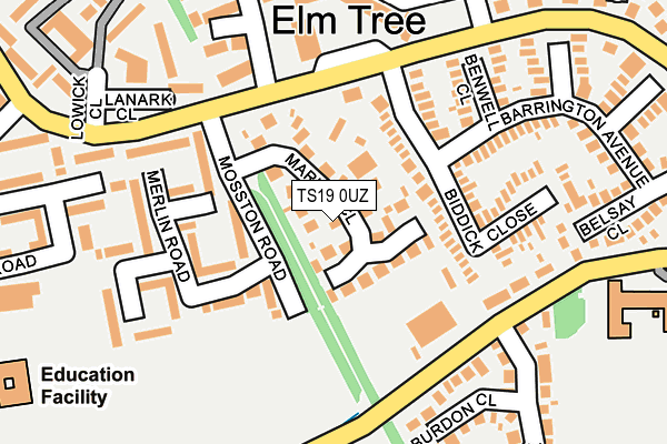 TS19 0UZ map - OS OpenMap – Local (Ordnance Survey)