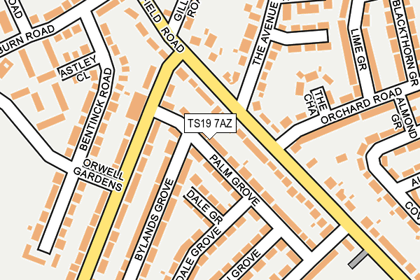 TS19 7AZ map - OS OpenMap – Local (Ordnance Survey)