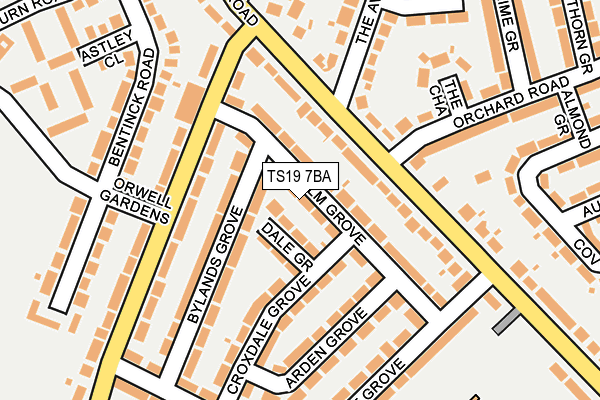 TS19 7BA map - OS OpenMap – Local (Ordnance Survey)