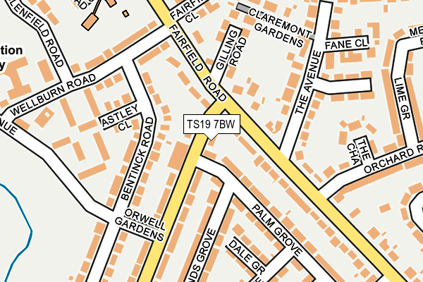 TS19 7BW map - OS OpenMap – Local (Ordnance Survey)