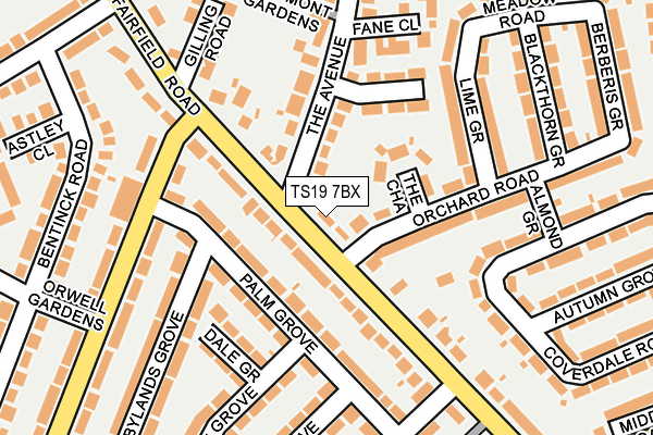 TS19 7BX map - OS OpenMap – Local (Ordnance Survey)