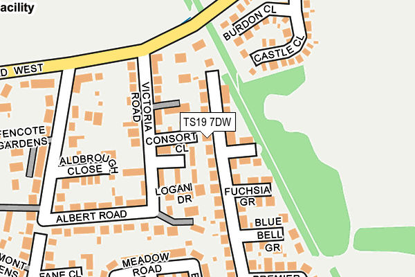 TS19 7DW map - OS OpenMap – Local (Ordnance Survey)