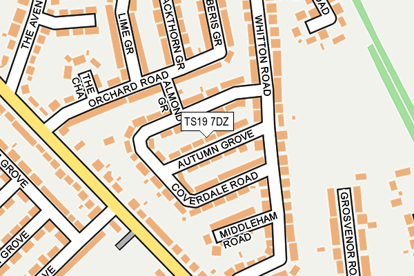TS19 7DZ map - OS OpenMap – Local (Ordnance Survey)