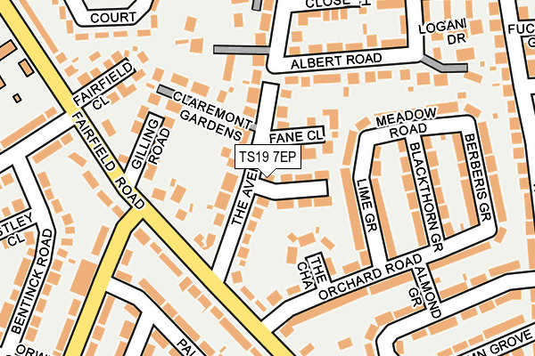TS19 7EP map - OS OpenMap – Local (Ordnance Survey)