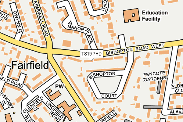 TS19 7HD map - OS OpenMap – Local (Ordnance Survey)