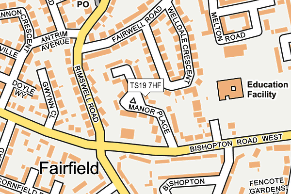 TS19 7HF map - OS OpenMap – Local (Ordnance Survey)