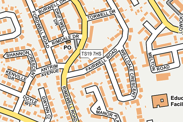 TS19 7HS map - OS OpenMap – Local (Ordnance Survey)