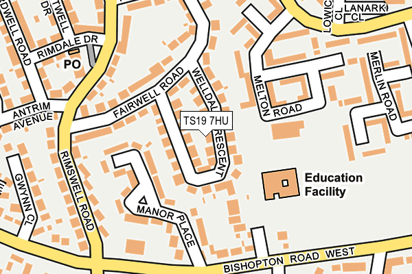TS19 7HU map - OS OpenMap – Local (Ordnance Survey)