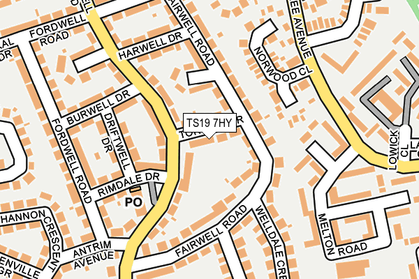 TS19 7HY map - OS OpenMap – Local (Ordnance Survey)
