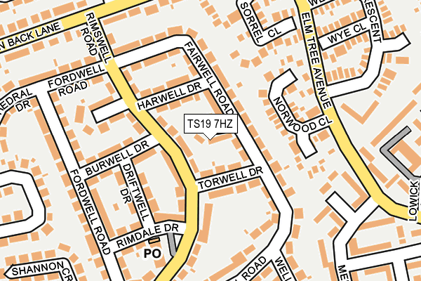 TS19 7HZ map - OS OpenMap – Local (Ordnance Survey)