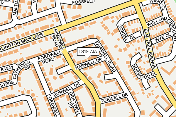 TS19 7JA map - OS OpenMap – Local (Ordnance Survey)