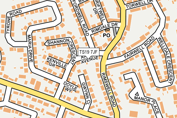 TS19 7JF map - OS OpenMap – Local (Ordnance Survey)