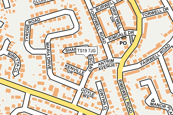 TS19 7JG map - OS OpenMap – Local (Ordnance Survey)