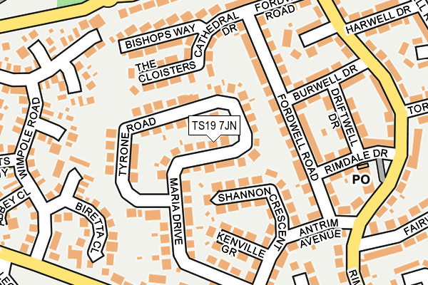 TS19 7JN map - OS OpenMap – Local (Ordnance Survey)