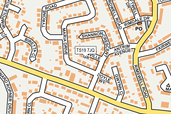TS19 7JQ map - OS OpenMap – Local (Ordnance Survey)