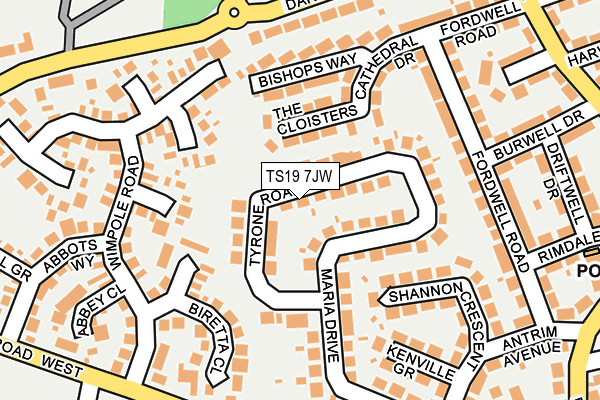 TS19 7JW map - OS OpenMap – Local (Ordnance Survey)