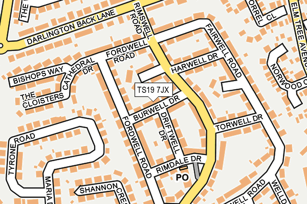 TS19 7JX map - OS OpenMap – Local (Ordnance Survey)