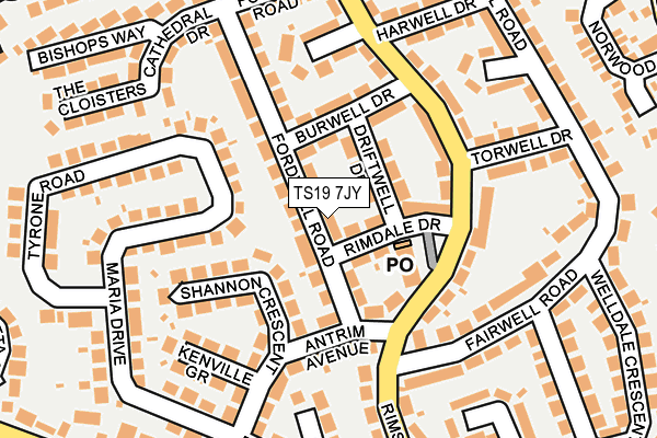 TS19 7JY map - OS OpenMap – Local (Ordnance Survey)