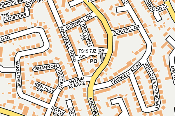 TS19 7JZ map - OS OpenMap – Local (Ordnance Survey)