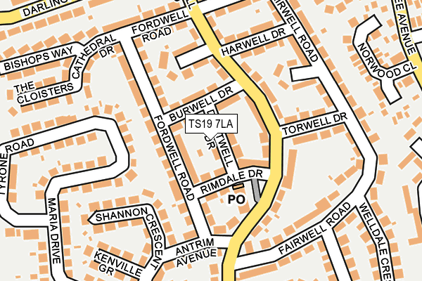 TS19 7LA map - OS OpenMap – Local (Ordnance Survey)