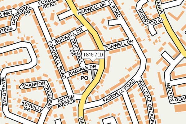 TS19 7LD map - OS OpenMap – Local (Ordnance Survey)