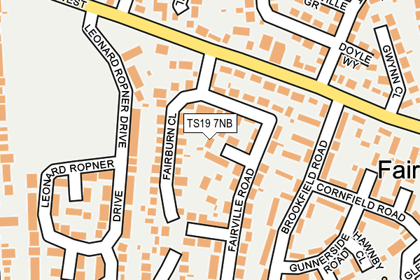 TS19 7NB map - OS OpenMap – Local (Ordnance Survey)