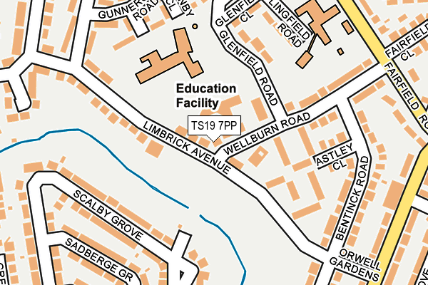 TS19 7PP map - OS OpenMap – Local (Ordnance Survey)