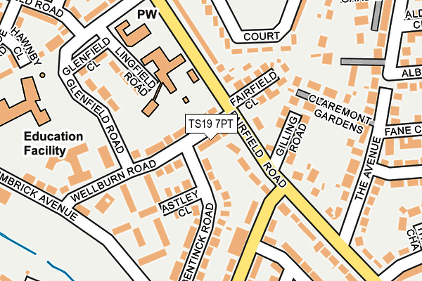 TS19 7PT map - OS OpenMap – Local (Ordnance Survey)