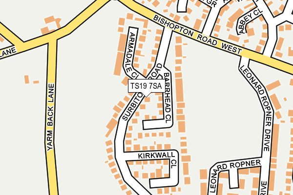 TS19 7SA map - OS OpenMap – Local (Ordnance Survey)