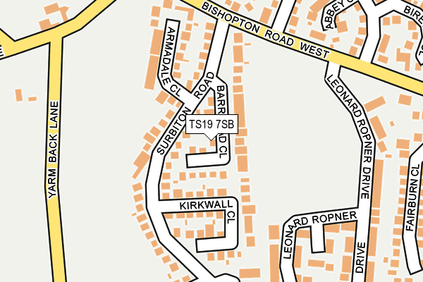 TS19 7SB map - OS OpenMap – Local (Ordnance Survey)