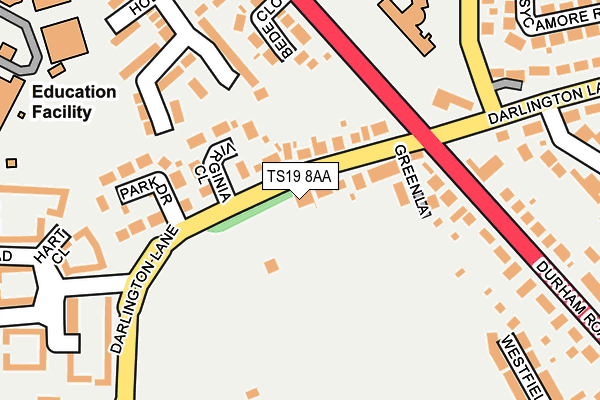 TS19 8AA map - OS OpenMap – Local (Ordnance Survey)