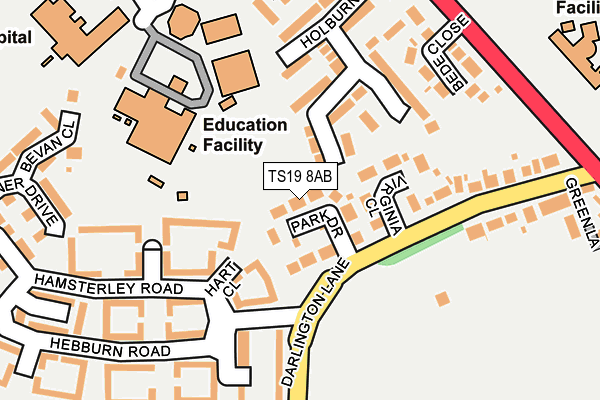 TS19 8AB map - OS OpenMap – Local (Ordnance Survey)