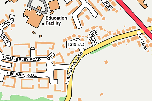 TS19 8AD map - OS OpenMap – Local (Ordnance Survey)