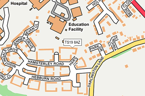 TS19 8AZ map - OS OpenMap – Local (Ordnance Survey)